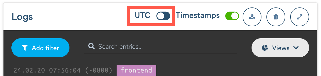 Change the logs to use UTC timezone