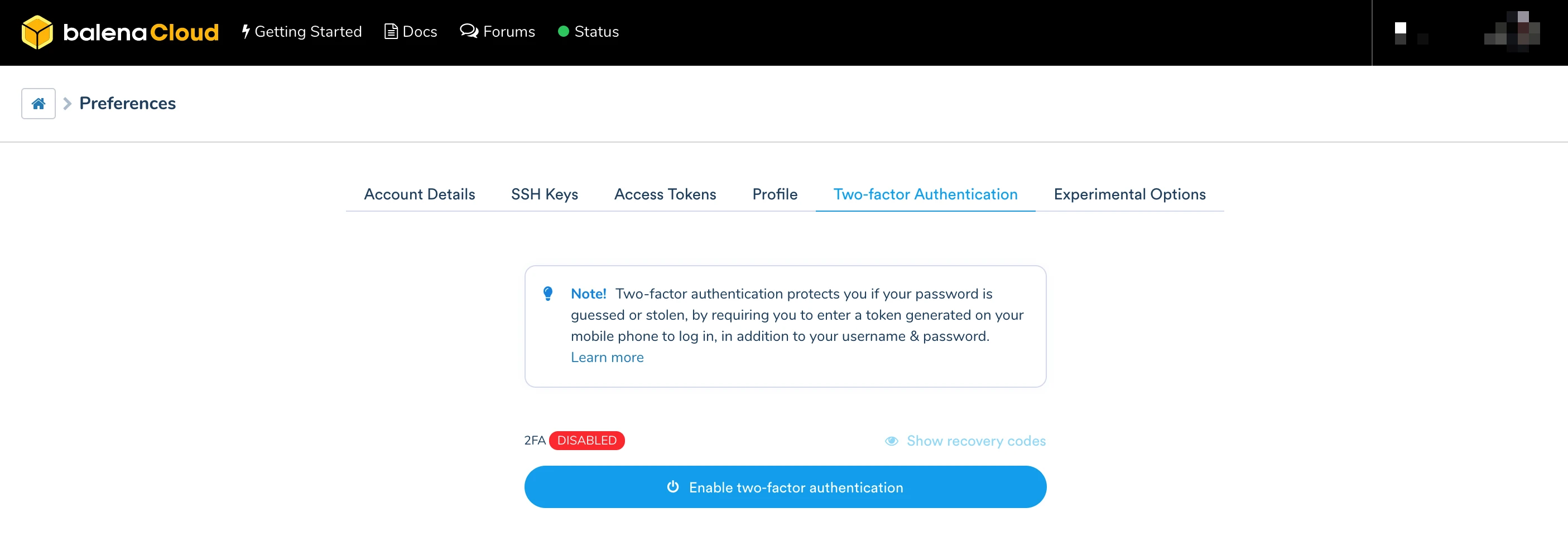 Enable two-factor authentication