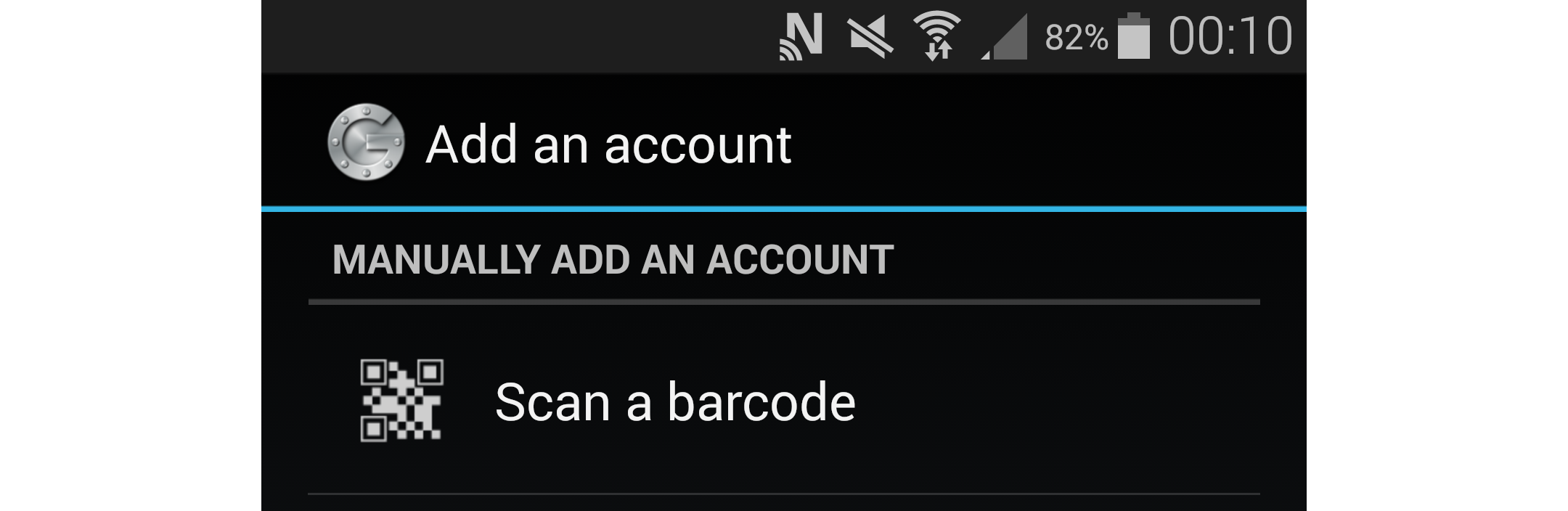 Google Authenticator Scan Barcode Menu